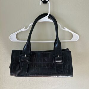 Kenneth Cole New York Black Crocodile-Embossed Shoulder Bag